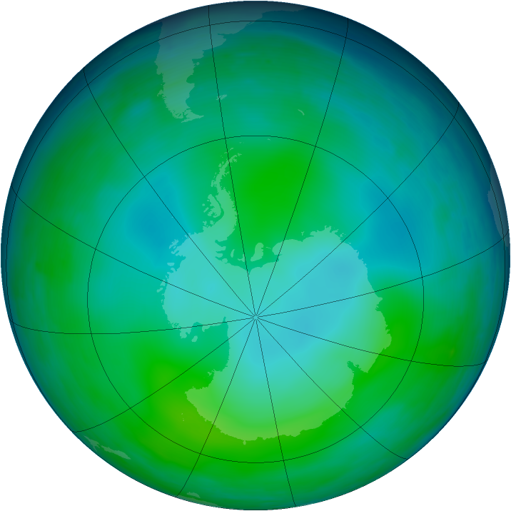 Antarctic ozone map for June 1993